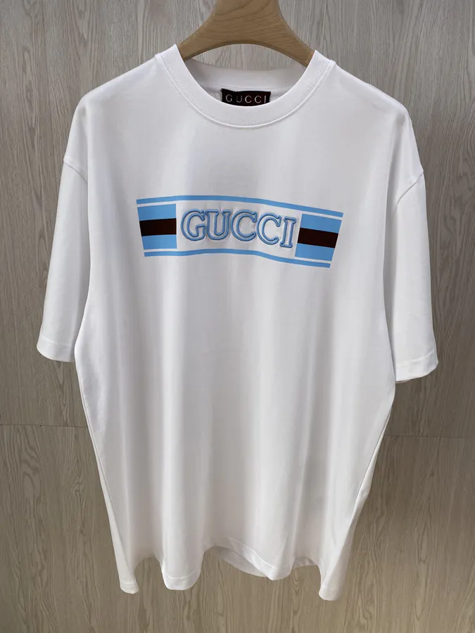 GU Flag Embroidered Round Neck T Shirt