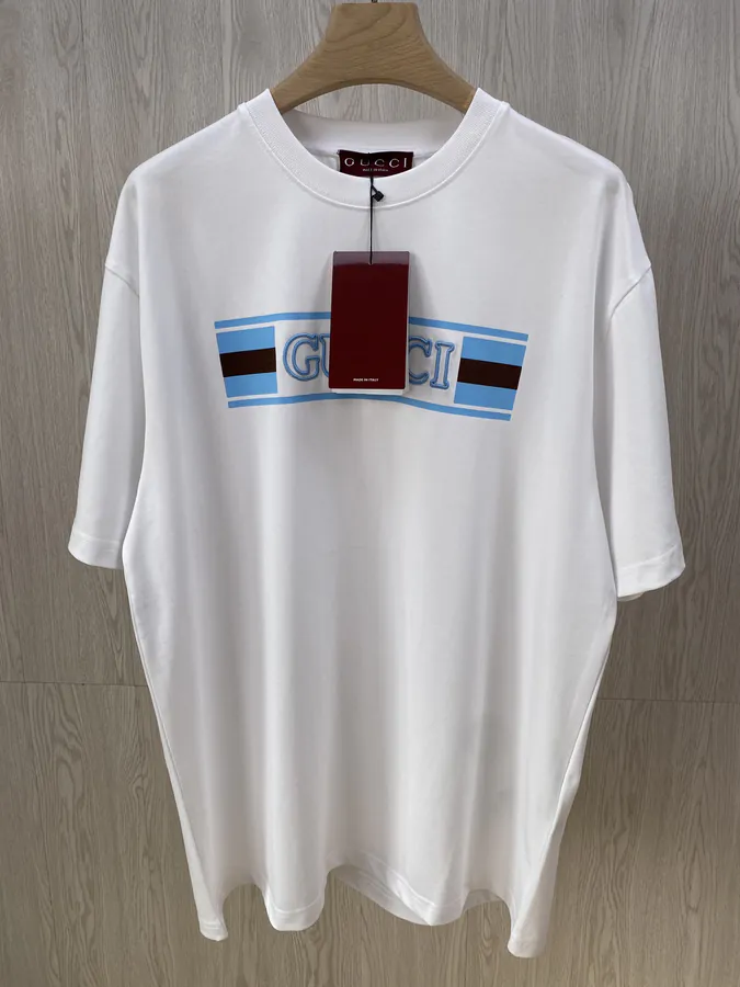 GU Flag Embroidered Round Neck T Shirt