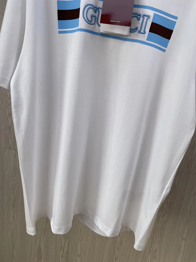 GU Flag Embroidered Round Neck T Shirt