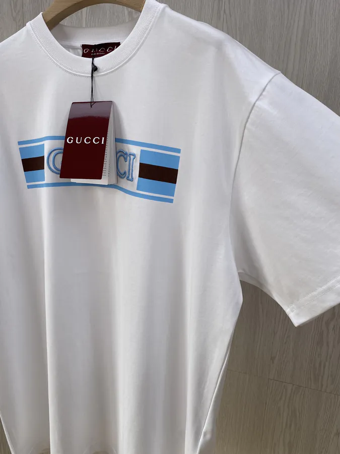 GU Flag Embroidered Round Neck T Shirt
