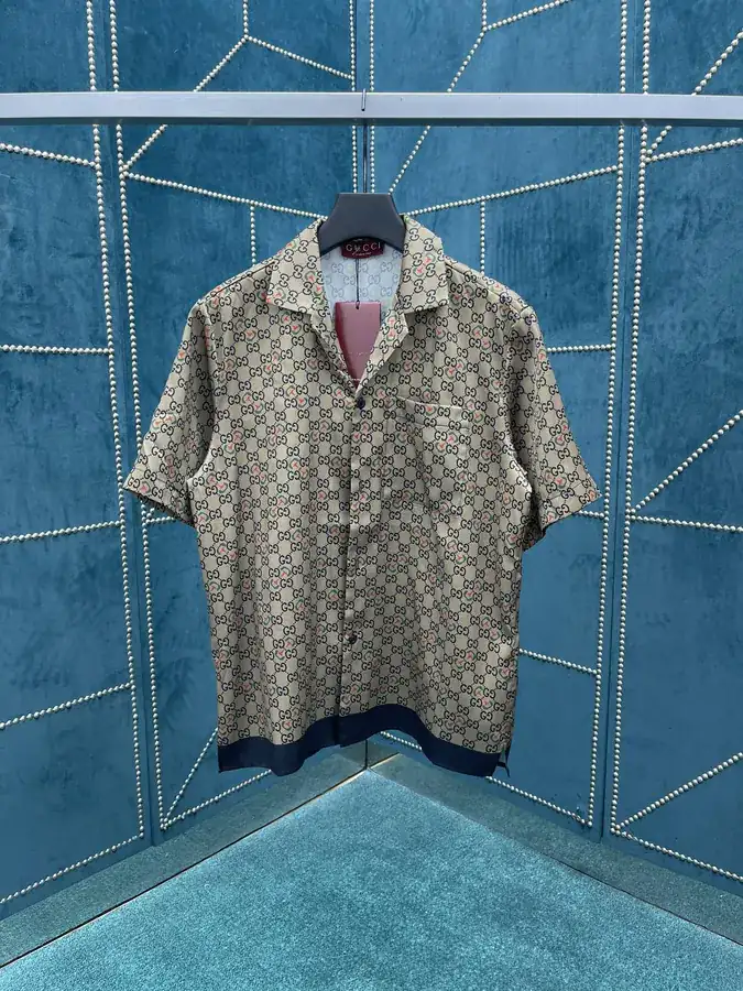 P205 G Brand 25ss New Casual Shirt with Twill Silk and GG Print