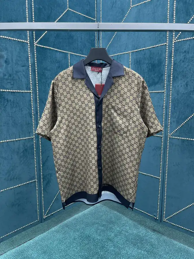 P215 G Brand 25ss New Casual Shirt with Twill Silk and GG Print