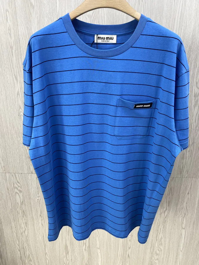 MiuMiu Striped Colorblock Short Sleeve T shirt