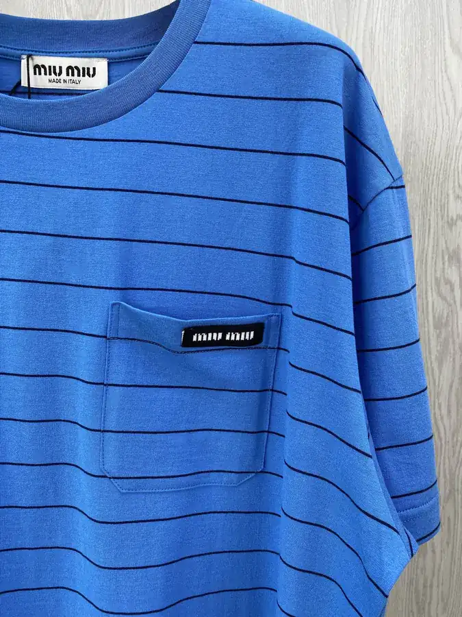 MiuMiu Striped Colorblock Short Sleeve T shirt