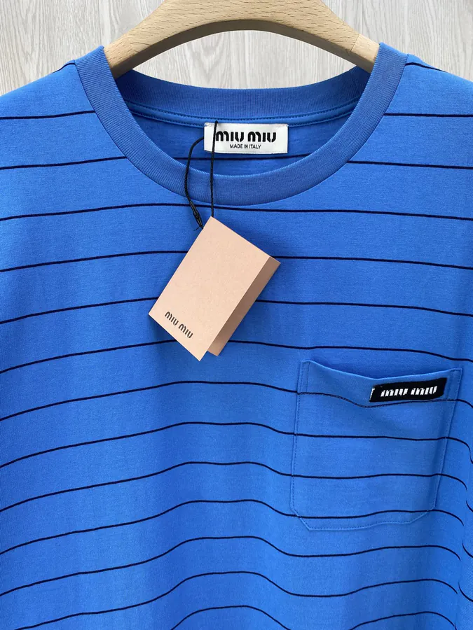 MiuMiu Striped Colorblock Short Sleeve T shirt