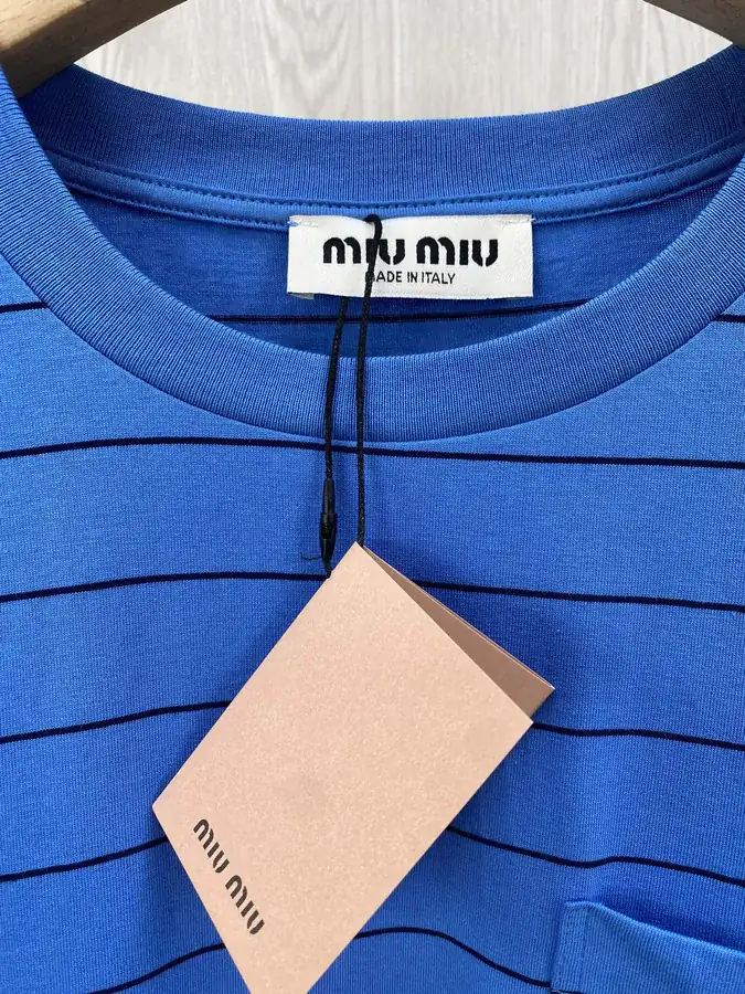 MiuMiu Striped Colorblock Short Sleeve T shirt
