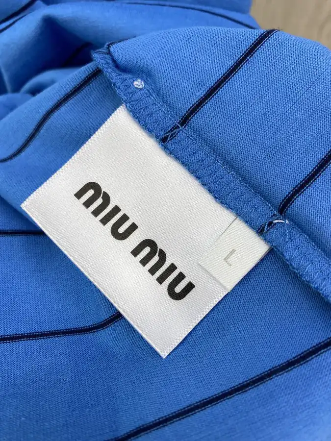 MiuMiu Striped Colorblock Short Sleeve T shirt