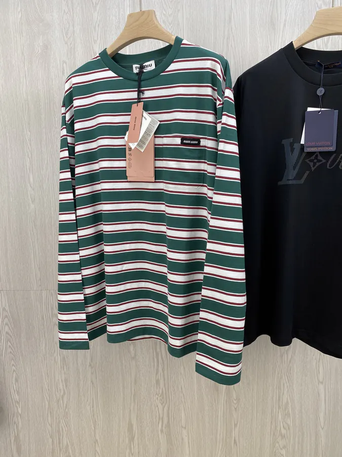 Miu25ss New Collage Stripe Long Sleeve T Shirt