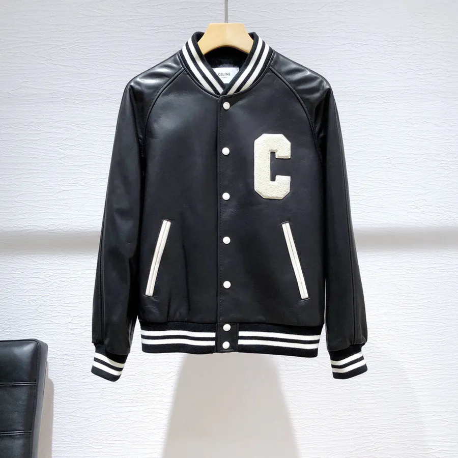 CE Leather Jacket College Style Baseball Vest