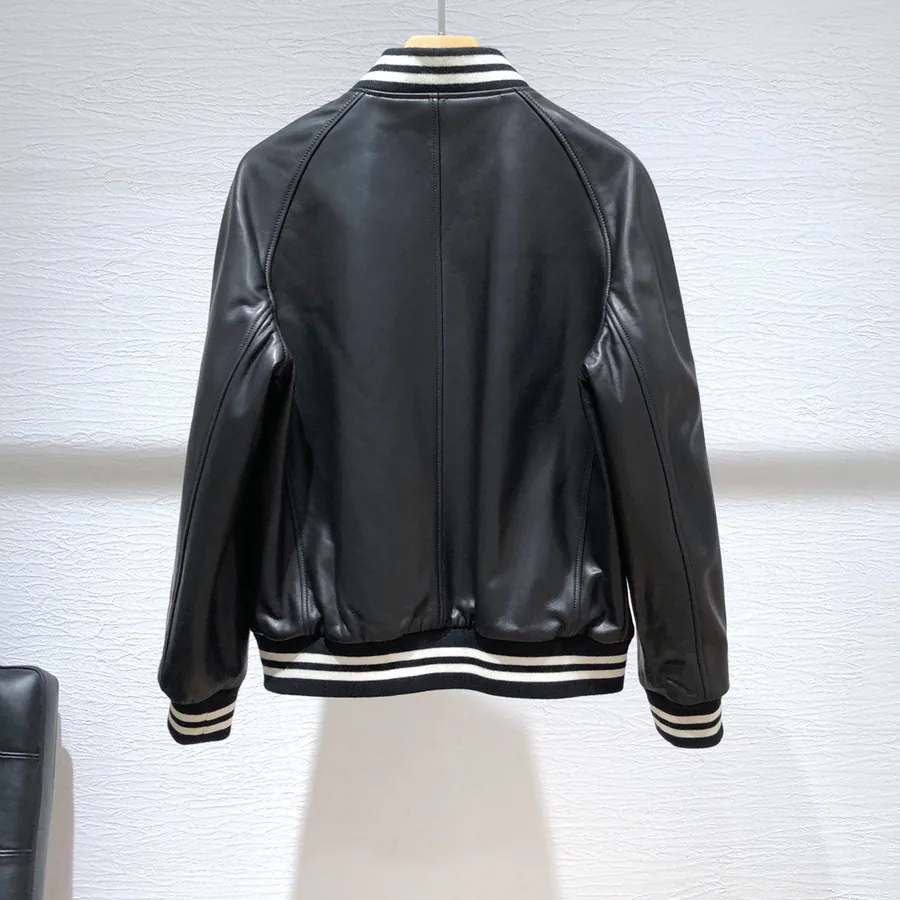 CE Leather Jacket College Style Baseball Vest