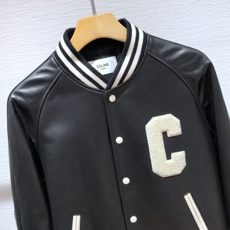 CE Leather Jacket College Style Baseball Vest