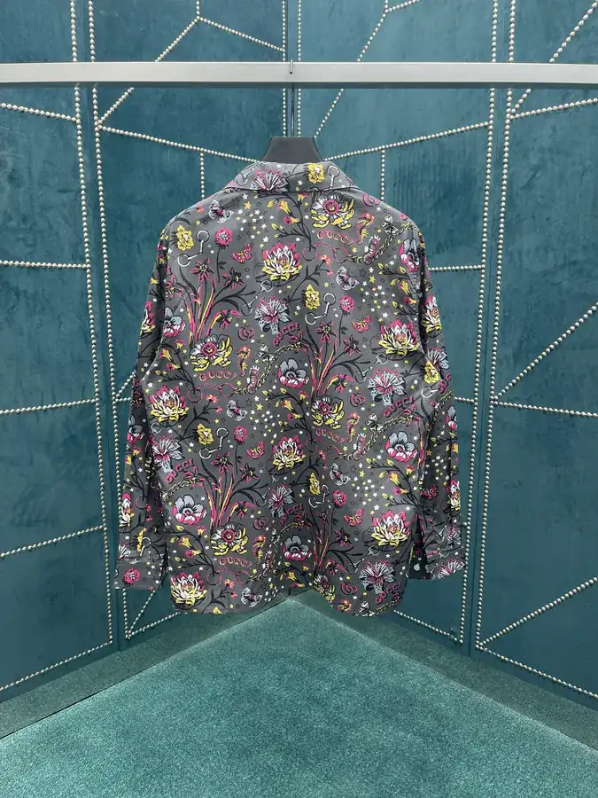 P240 G Family 25ss New Floral Print Spread Collar Single Button Long Sleeve Shirt