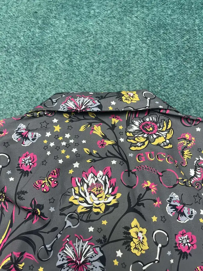 P240 G Family 25ss New Floral Print Spread Collar Single Button Long Sleeve Shirt