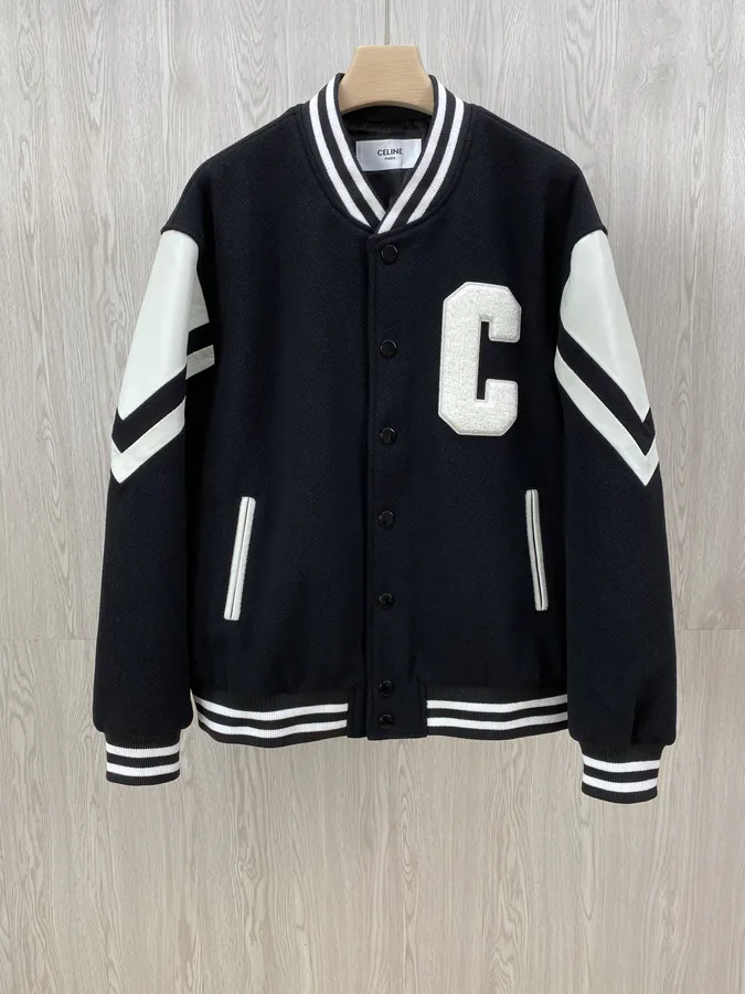 P490 CE24ss Black and White Patchwork Baseball Jacket
