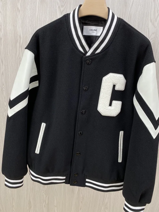 P490 CE24ss Black and White Patchwork Baseball Jacket