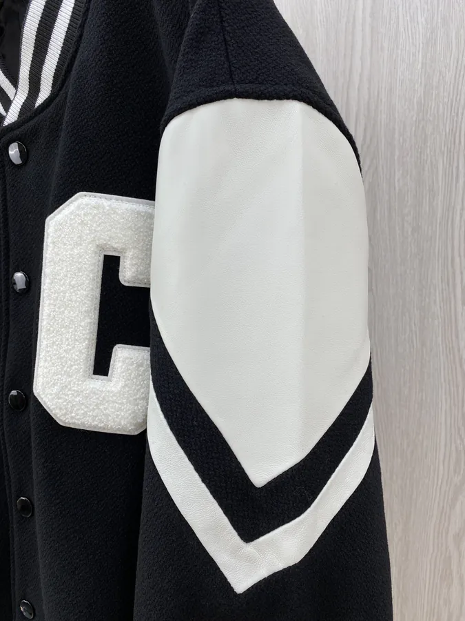 P490 CE24ss Black and White Patchwork Baseball Jacket