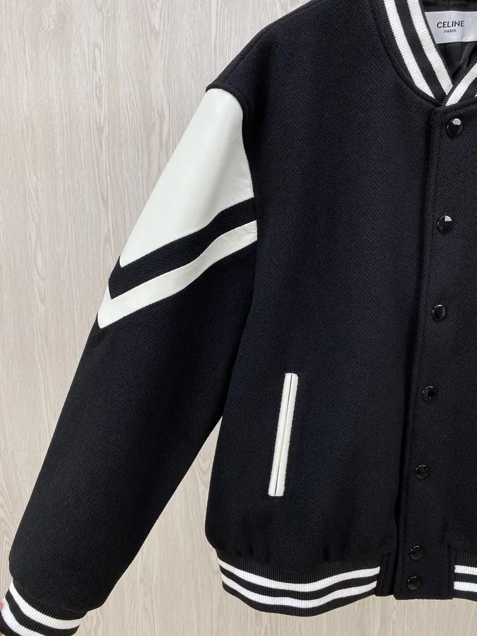 P490 CE24ss Black and White Patchwork Baseball Jacket