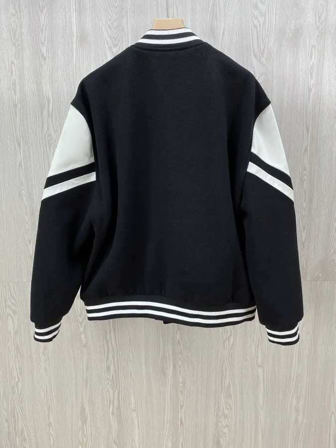 P490 CE24ss Black and White Patchwork Baseball Jacket