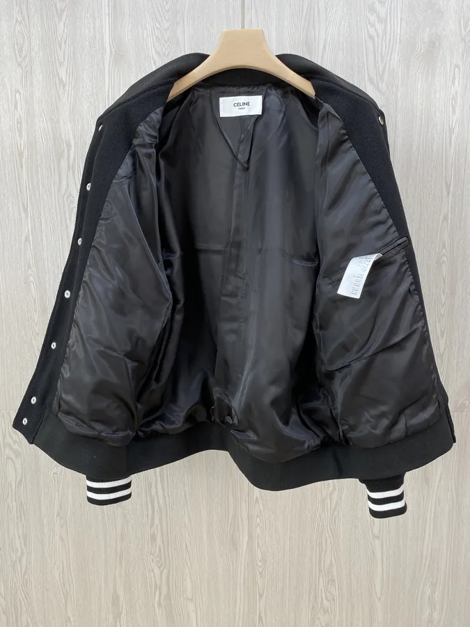 P490 CE24ss Black and White Patchwork Baseball Jacket