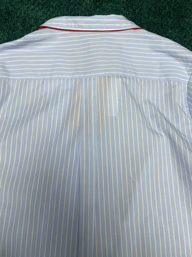 MIUMIU 25ss New Patchwork Letter Embroidery Striped Blouse