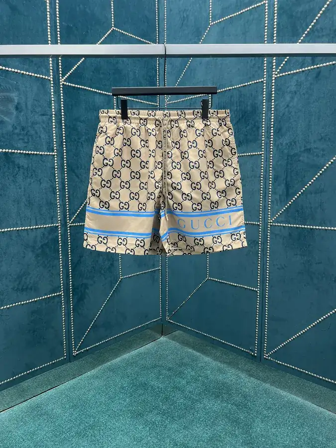 P190 G Brand 25ss New Stripe Patchwork Print Logo Shorts