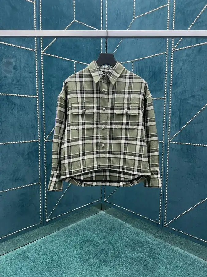 P245 Crocs 25ss New Crossed Sanskrit Print Check Shirt Jacket