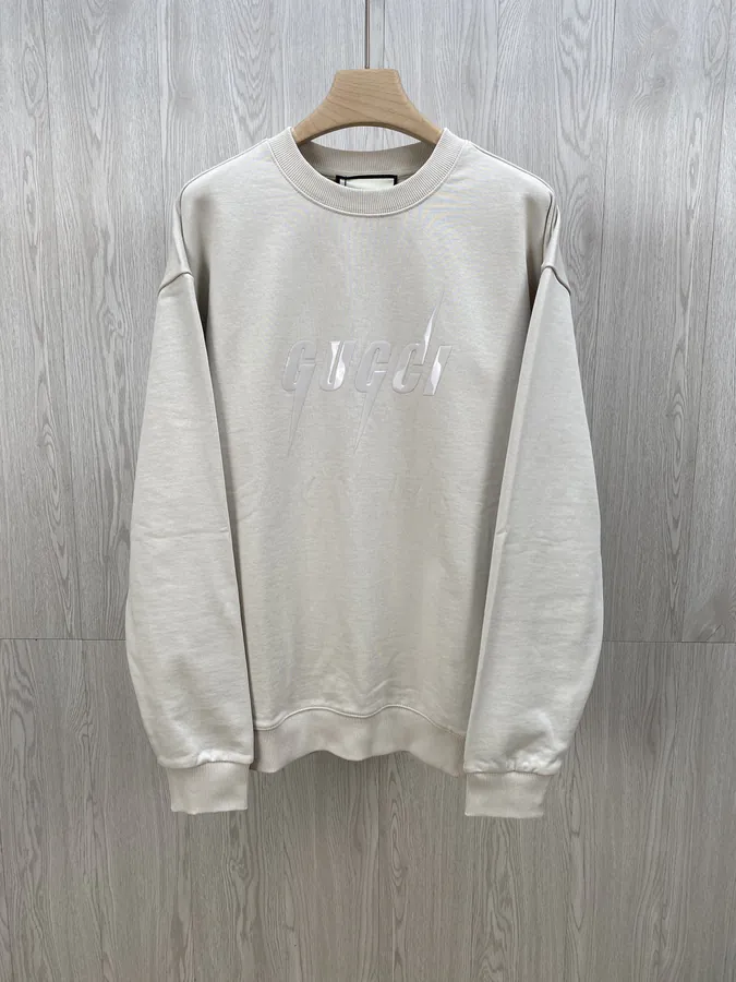 GU Lightning Edge Embossed Print Crew Sweatshirt