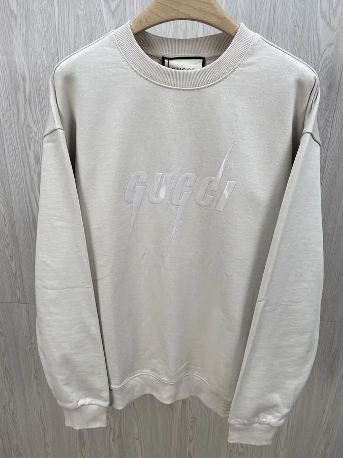 GU Lightning Edge Embossed Print Crew Sweatshirt