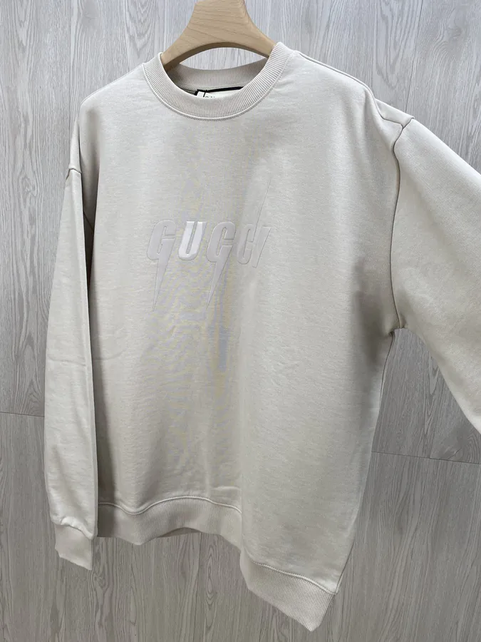 GU Lightning Edge Embossed Print Crew Sweatshirt