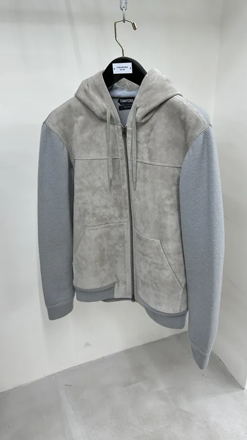 Tom Ford Knit and Suede Faux Hoodie Jacket Minimalist Design