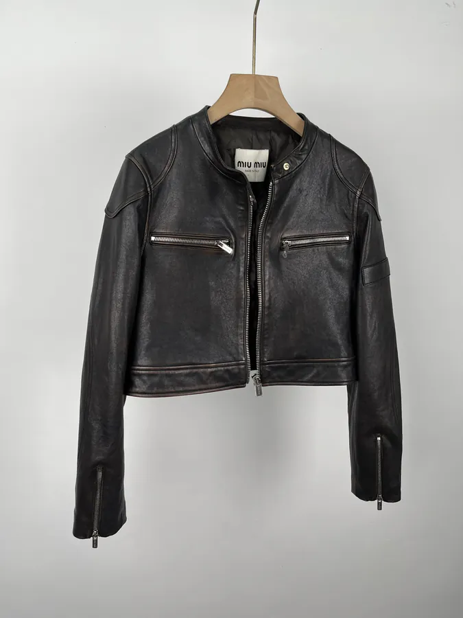 Miu Women's Winter New Collection Leather Jacket