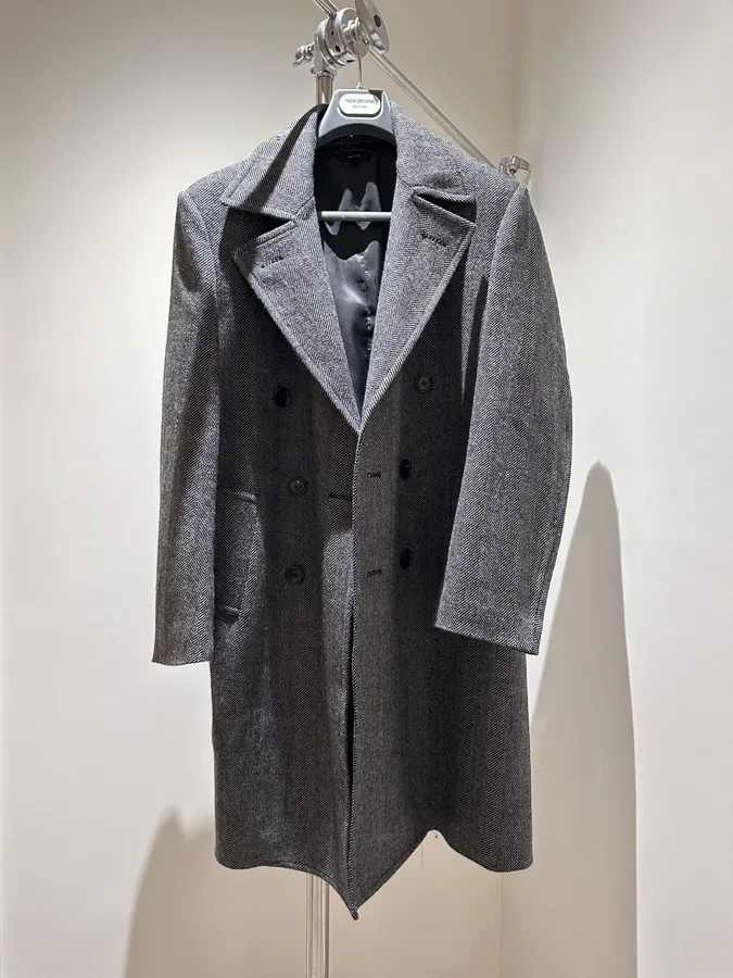 TOM FORD Mid Length Knit Blazer with Grained Calfskin and Wool
