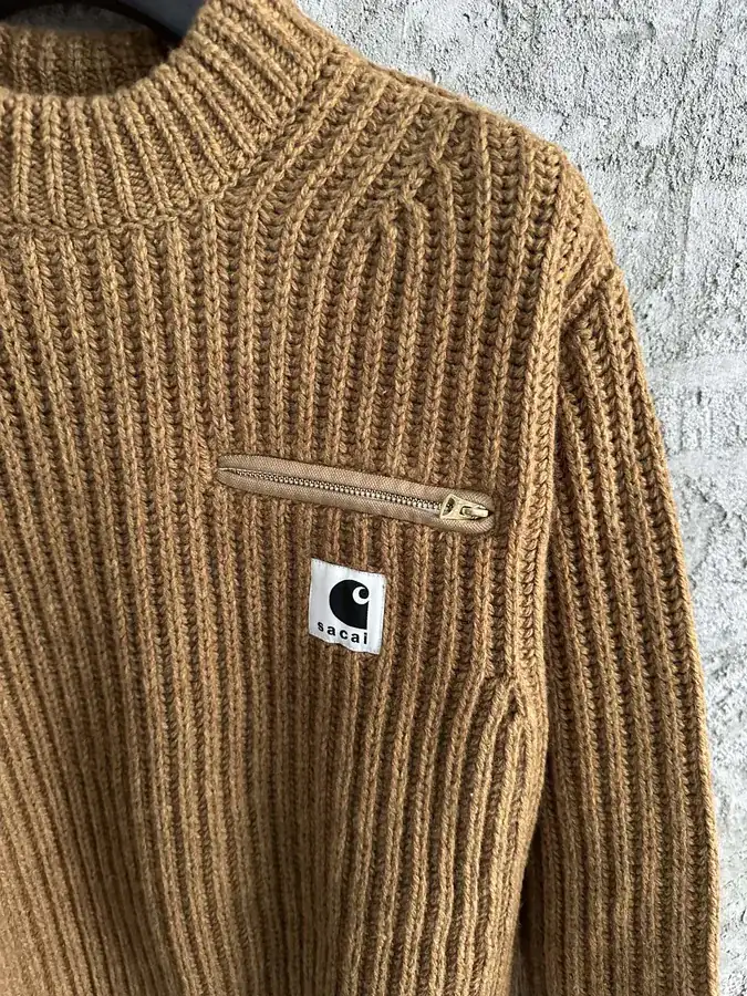 SACAI x CARHARRT 2024ss Collaboration Wool Knit Sweater