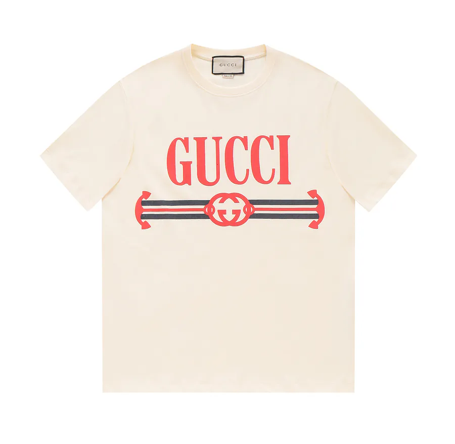 GU Logo Print T Shirt with Matching Rib Knit Official Quality