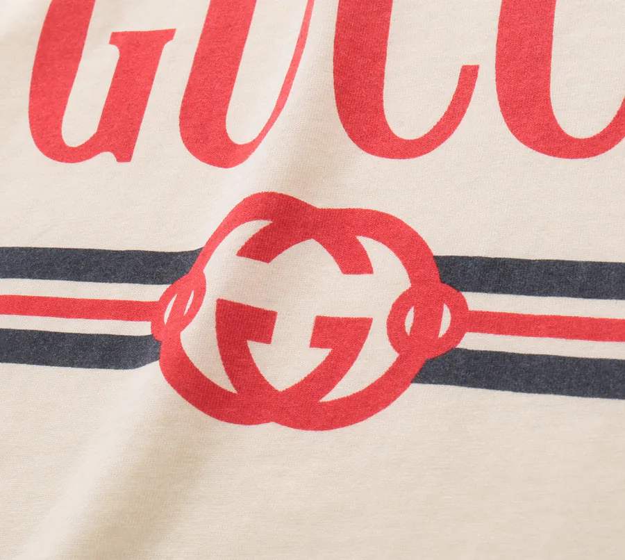 GU Logo Print T Shirt with Matching Rib Knit Official Quality