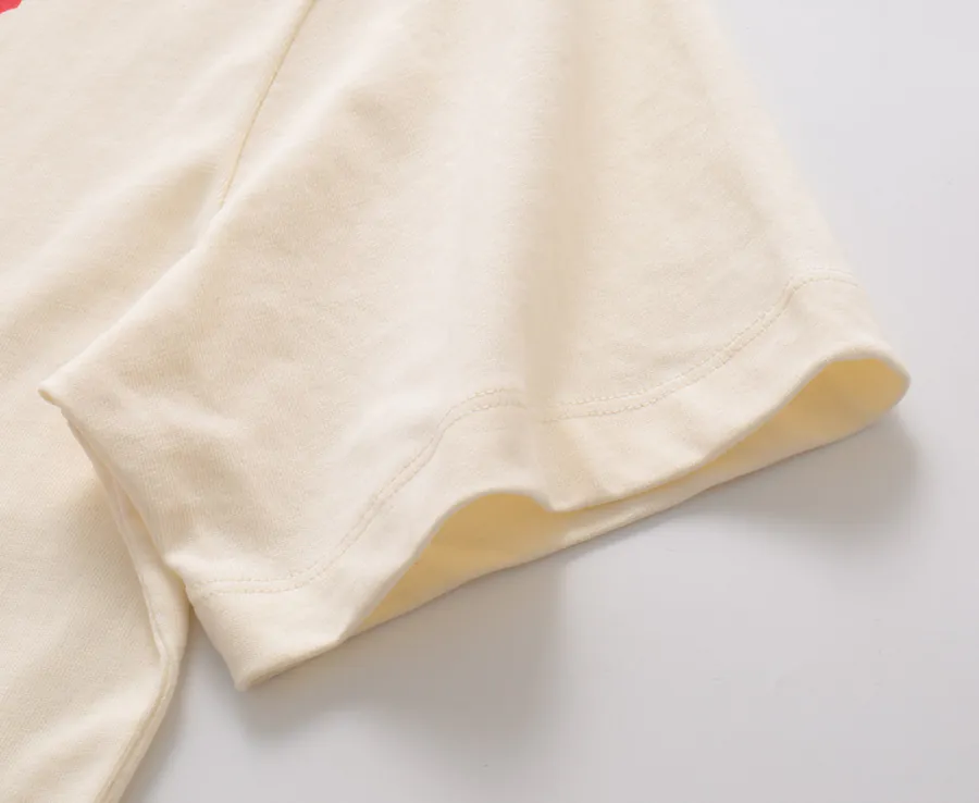 GU Logo Print T Shirt with Matching Rib Knit Official Quality