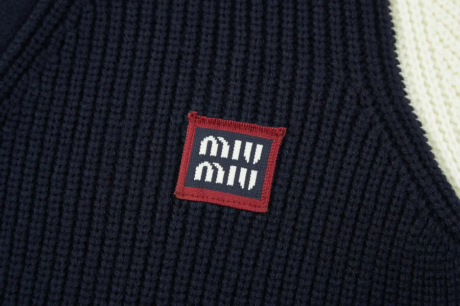 MiuMiu Oversize Knit Cardigan with College Logo