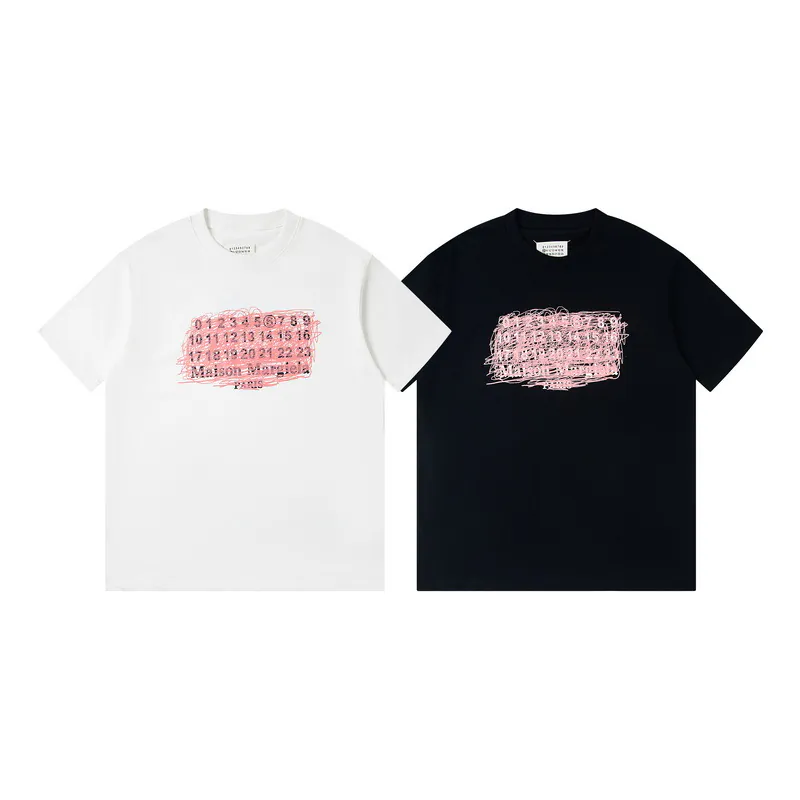 Maison Margiela 25ss Pink Graffiti Digital Calendar T shirt