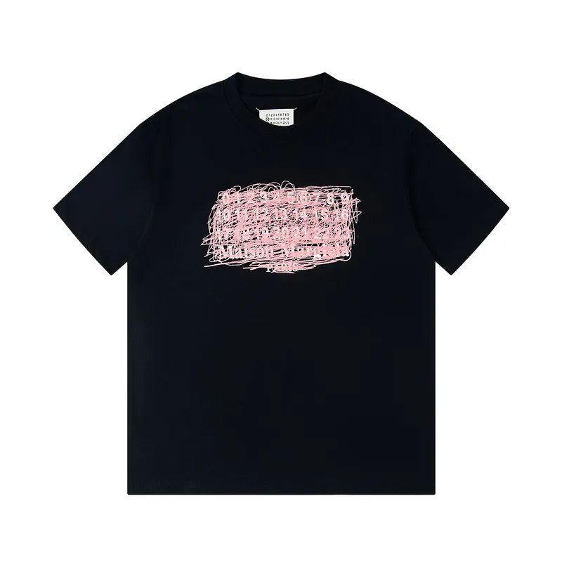 Maison Margiela 25ss Pink Graffiti Digital Calendar T shirt