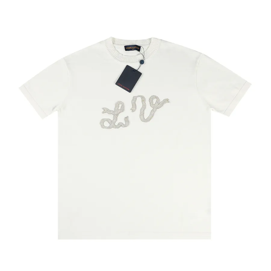 2025SS Early Spring New Collection Vuitton Cotton Short Sleeve Crewneck T shirt with Snake Pattern