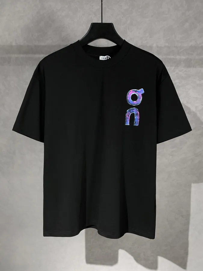 LOEW ROYCE New Collection Hand Painted Pattern Round Neck Short Sleeve T Shirt