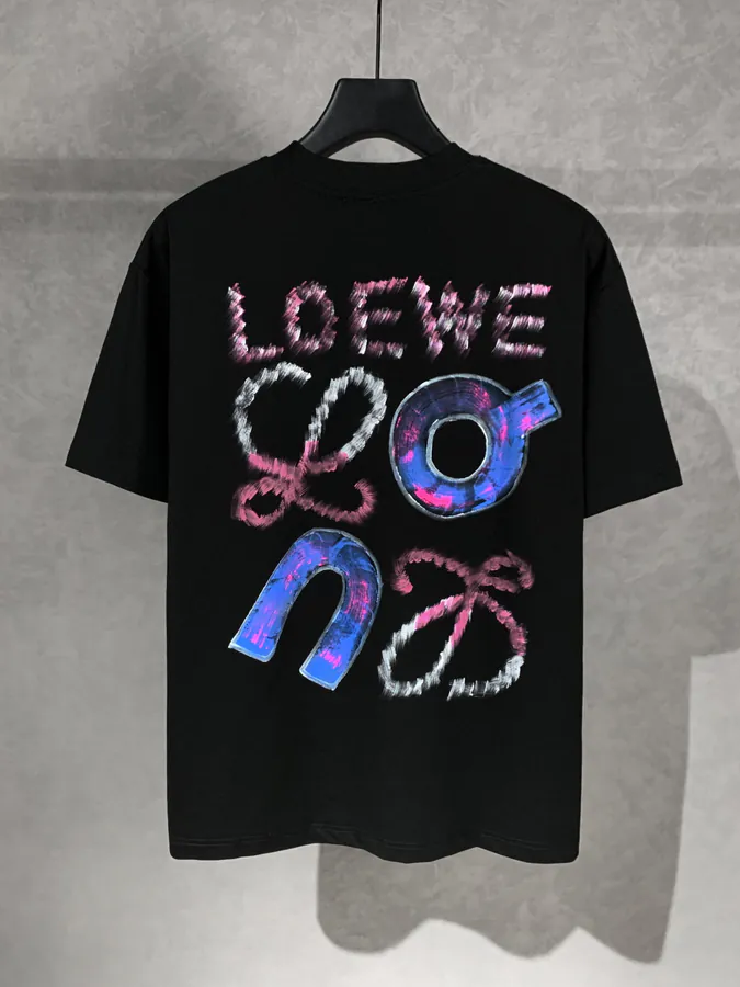 LOEW ROYCE New Collection Hand Painted Pattern Round Neck Short Sleeve T Shirt