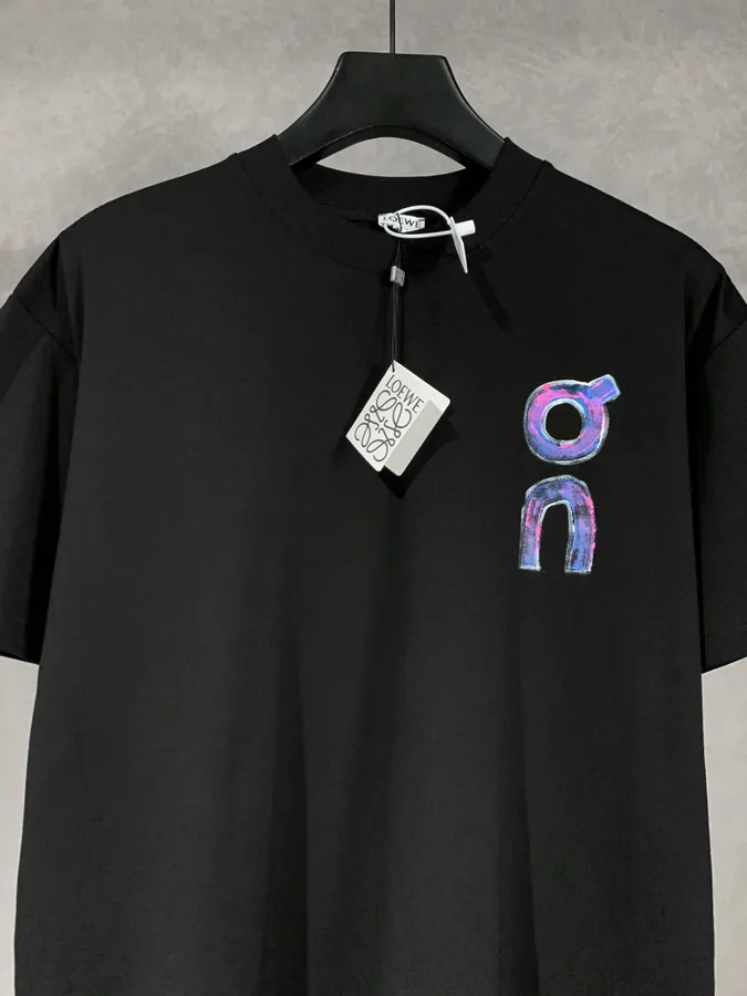 LOEW ROYCE New Collection Hand Painted Pattern Round Neck Short Sleeve T Shirt