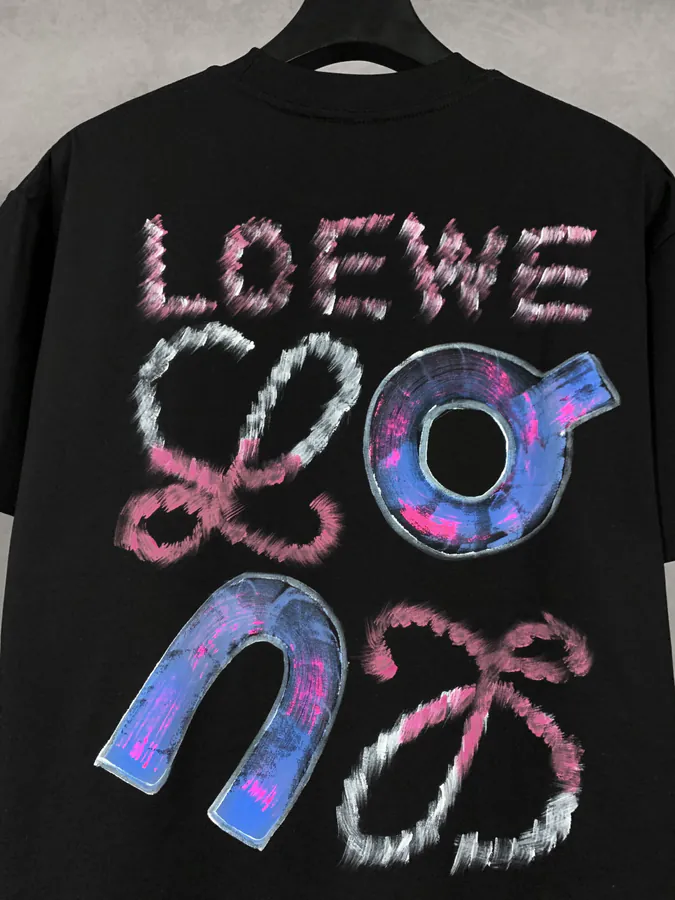 LOEW ROYCE New Collection Hand Painted Pattern Round Neck Short Sleeve T Shirt