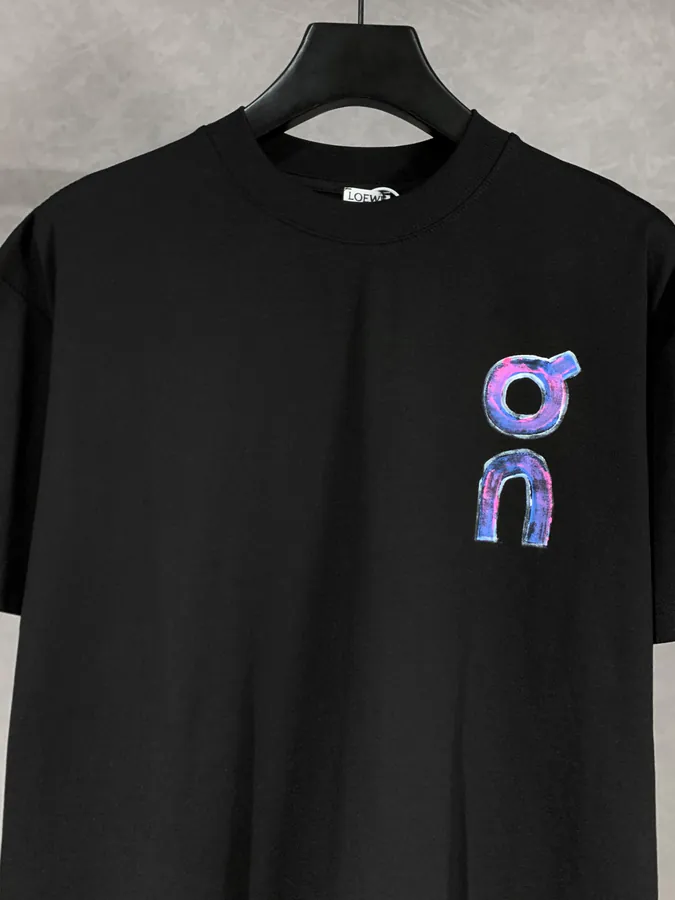 LOEW ROYCE New Collection Hand Painted Pattern Round Neck Short Sleeve T Shirt