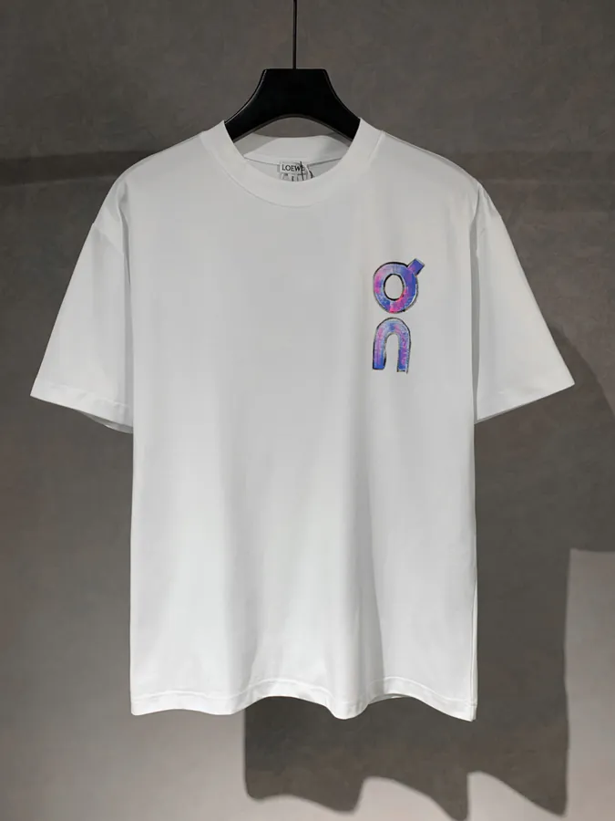 LOEW 罗意威 New Collection Hand Painted Pattern Round Neck Short Sleeve T Shirt