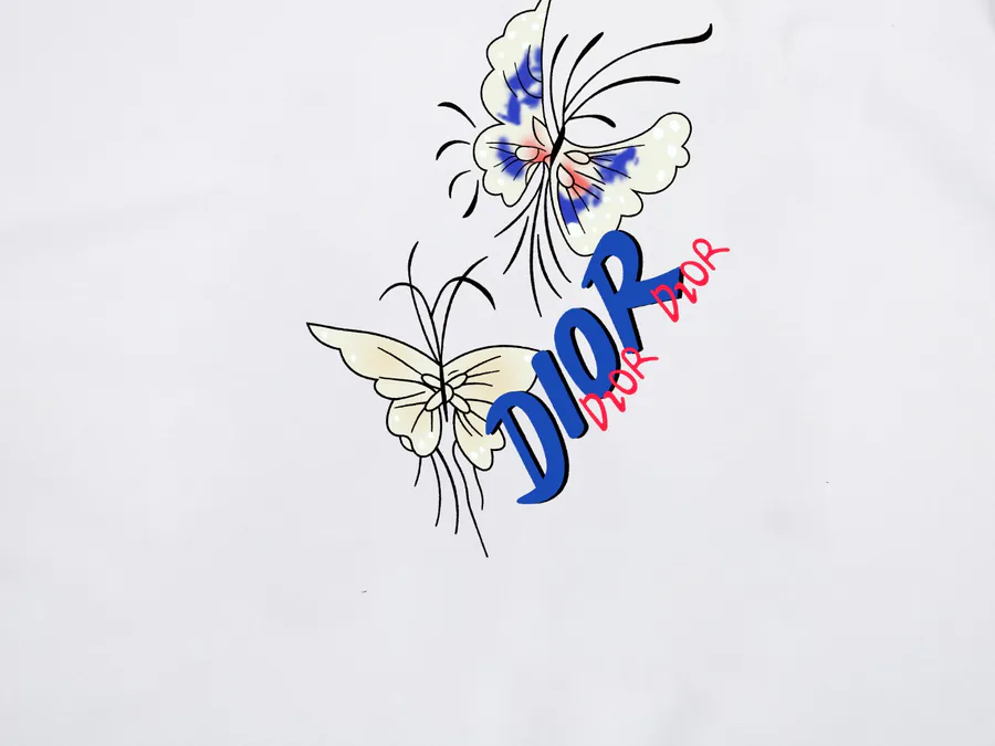 CD Di*Or Print Letter Short Sleeve T Shirt