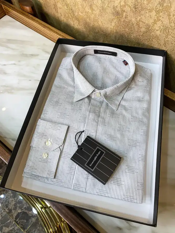 Zegna Gentlemen's Shirt Premium Fabric, Perfect Fit, Luxury Buttons