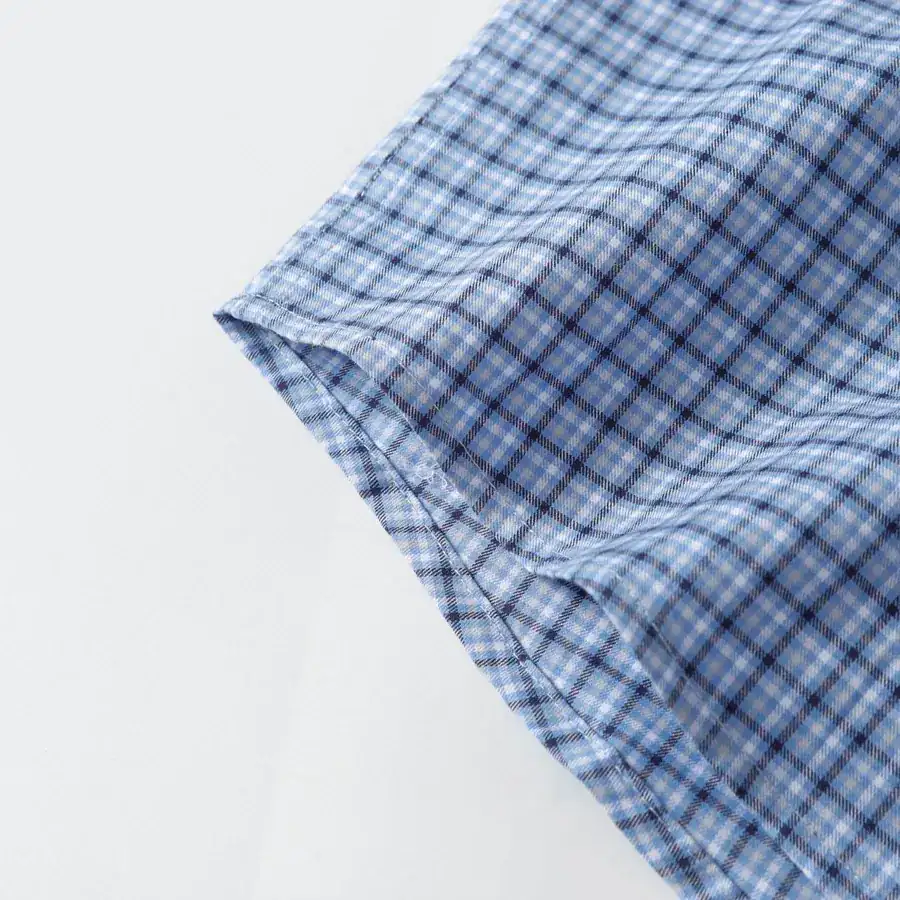 Miumiu缪缪 MM Fine Checkered Embroidered Long Sleeve Shirt
