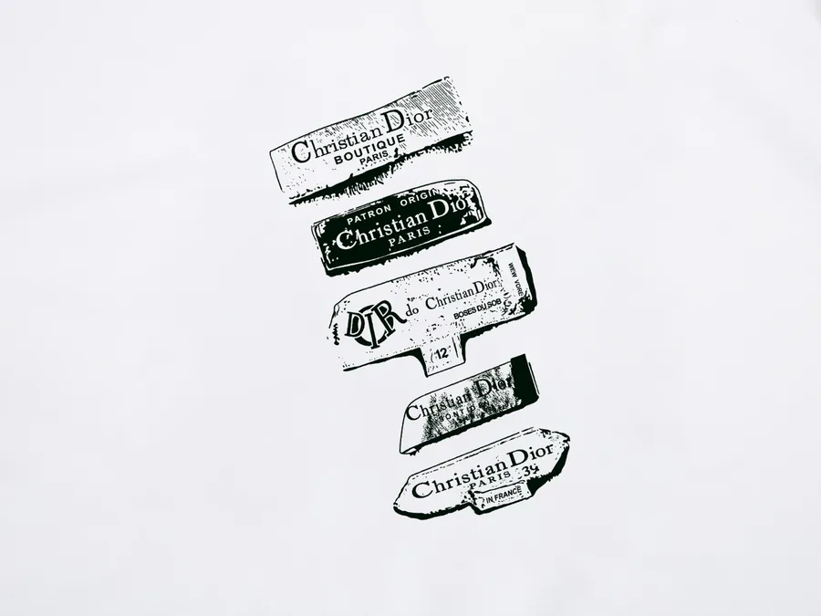 CD Di*Or Print Letter Short Sleeve T Shirt
